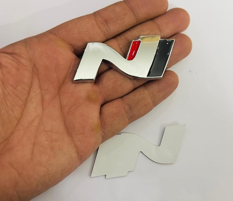 AUTO MT Rear N Line Log.o & Grill N Line Log.o 3cmx6cm Car Bike Metal Logo Car Emblem 3D Badge Auto Racing Sport Sticker Grand Tourer Decal (Silver ONLY N Logo) - Image 3