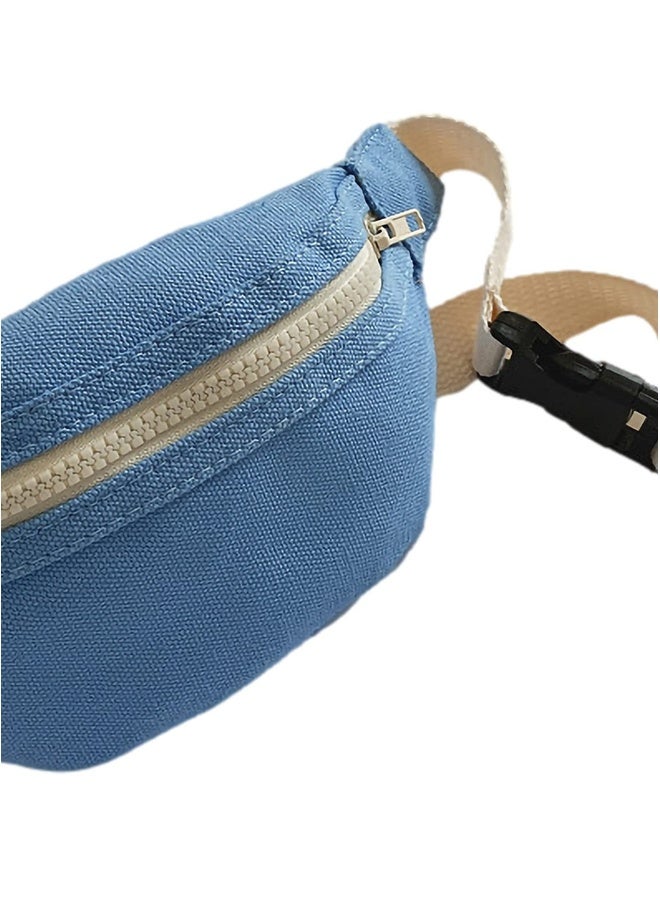 حقيبة خصر للأطفال، حقيبة صدر ماسية مصنوعة من قماش قوي، هدايا عصرية للفتيات المراهقات، حقيبة للسفر والتنزه وركوب الدراجات والجري، باللون الأزرق - Image 3