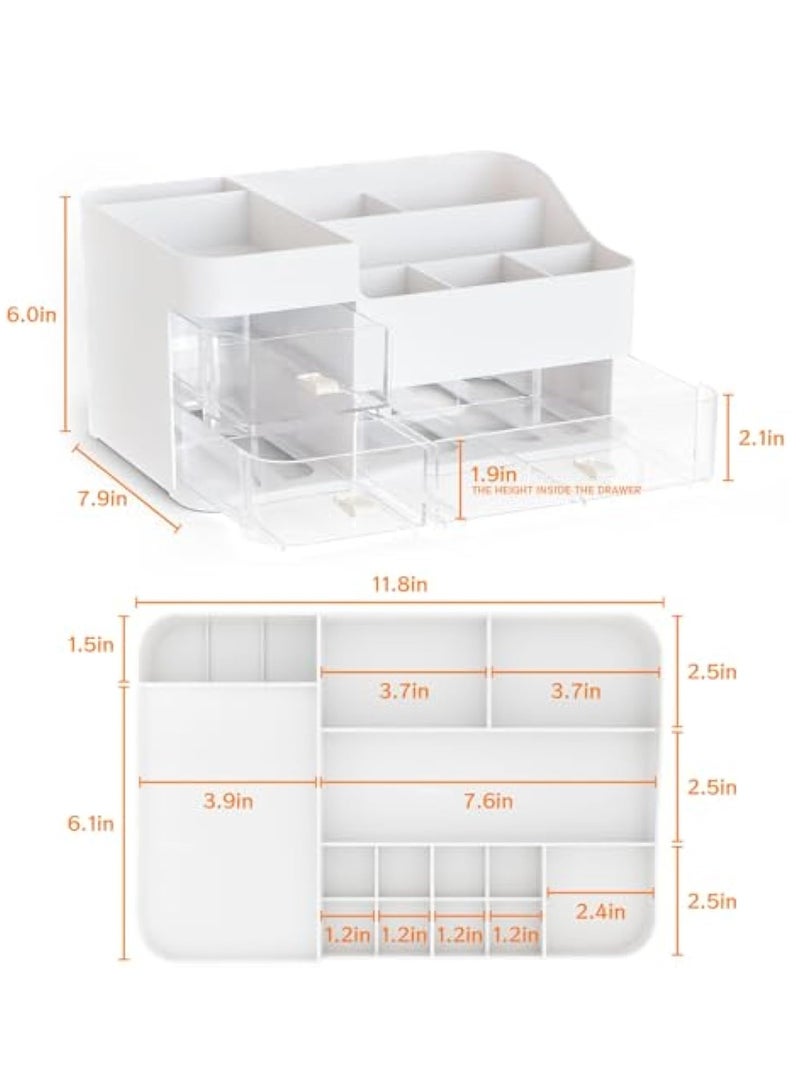 Arabest Makeup Organizer with Drawer,Large Capacity Cosmetic Storage Organizer & Makeup Drawer Organizer Suitable Vanity,Bathroom,Countertop and Dresser,White Skincare Organizer for Skin Care,Beauty Products - Image 2