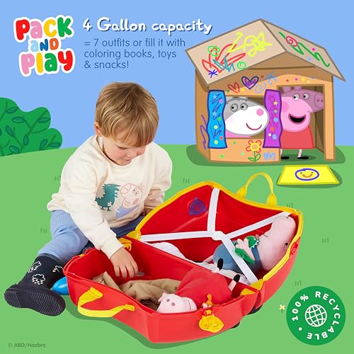 Trunki x Peppa Pig Ride-On Suitcase - Carry-on Approved Luggage, 18L Travel Bag, Kids Suitcases on Wheels for Girls and Boys, Lightweight Cabin Hand Luggage with Tow Strap - Image 4
