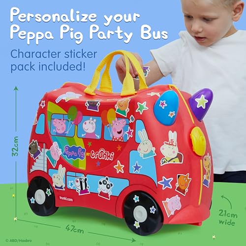 Trunki x Peppa Pig Ride-On Suitcase - Carry-on Approved Luggage, 18L Travel Bag, Kids Suitcases on Wheels for Girls and Boys, Lightweight Cabin Hand Luggage with Tow Strap - Image 3