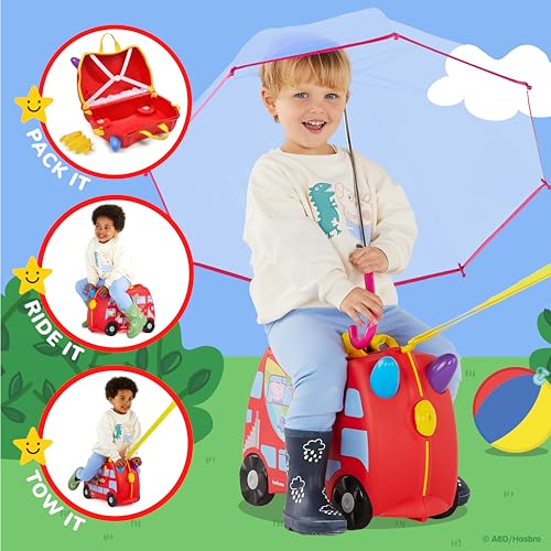 Trunki x Peppa Pig Ride-On Suitcase - Carry-on Approved Luggage, 18L Travel Bag, Kids Suitcases on Wheels for Girls and Boys, Lightweight Cabin Hand Luggage with Tow Strap - Image 2