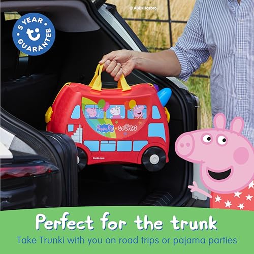 Trunki x Peppa Pig Ride-On Suitcase - Carry-on Approved Luggage, 18L Travel Bag, Kids Suitcases on Wheels for Girls and Boys, Lightweight Cabin Hand Luggage with Tow Strap - Image 5