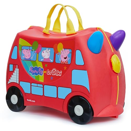 Trunki x Peppa Pig Ride-On Suitcase - Carry-on Approved Luggage, 18L Travel Bag, Kids Suitcases on Wheels for Girls and Boys, Lightweight Cabin Hand Luggage with Tow Strap - Image 1