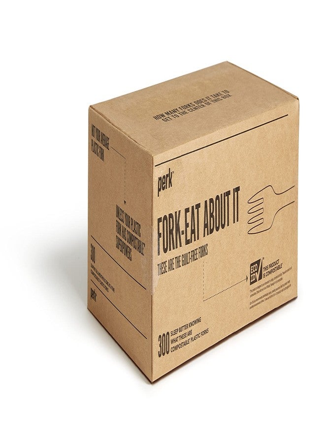 PERK Staples Perk PK56201 Perk Compostable Plastic Fork, Medium-Weight, White, 300/Pack (PK56201) - Image 4