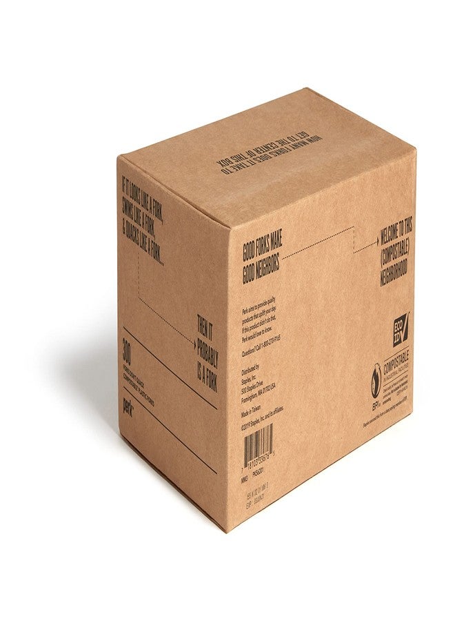PERK Staples Perk PK56201 Perk Compostable Plastic Fork, Medium-Weight, White, 300/Pack (PK56201) - Image 5