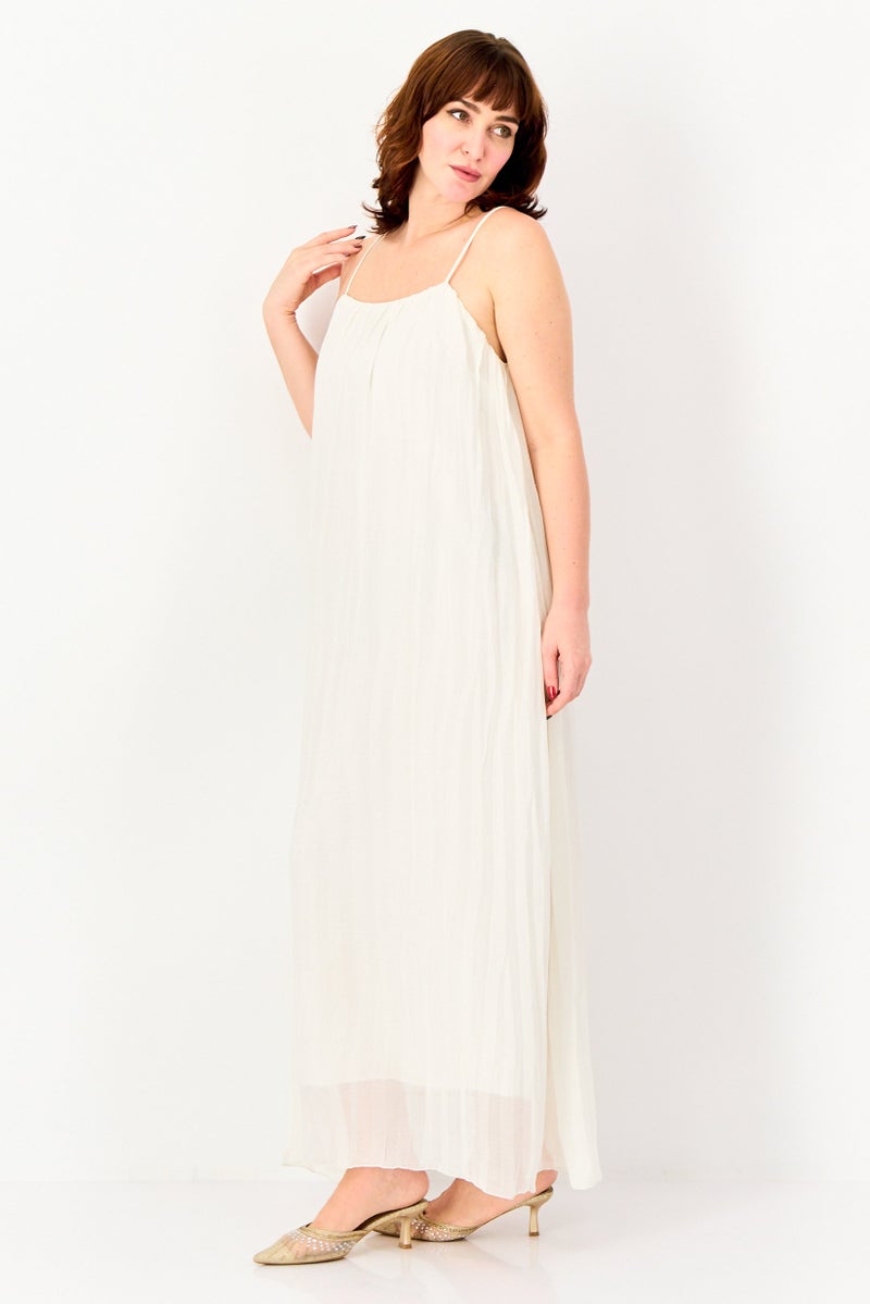 bebe Women Pleated Maxi Dress, White - Image 3