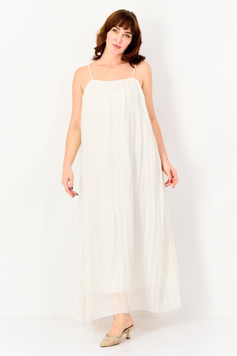 bebe Women Pleated Maxi Dress, White - Image 1