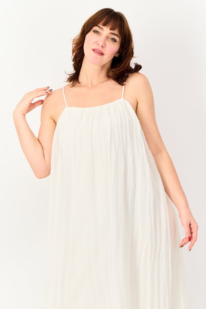 bebe Women Pleated Maxi Dress, White - Image 2