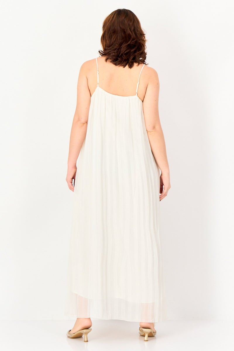 bebe Women Pleated Maxi Dress, White - Image 4