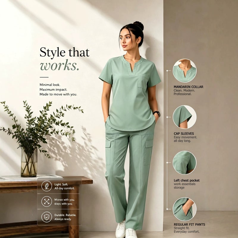 Women's U-Neck Short Sleeve Medical Scrub Set - Image 1