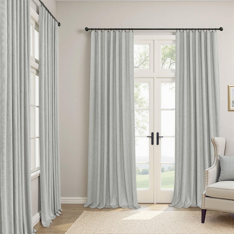 Pitalk Light Grey Blackout Curtains 84 Inch Length 2 Panels for Dining Room Darkening Curtain for Bedroom Gray Linen Textured Black Out Sunblock Light Blocking Long Drapes for Living Room Patio Door Back Tab  - Image 2