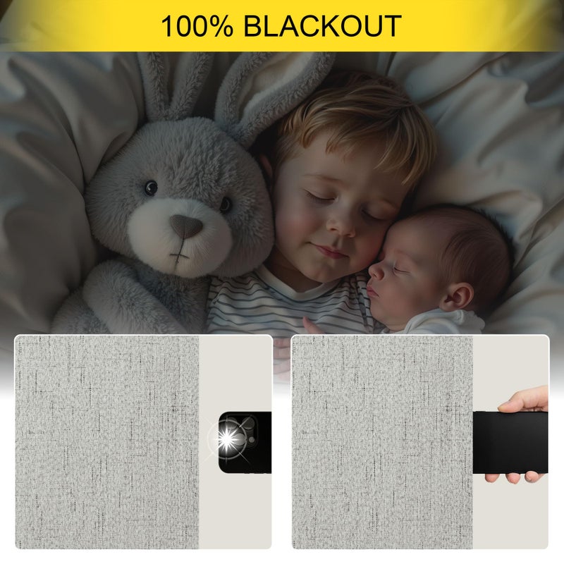 Pitalk Light Grey Blackout Curtains 84 Inch Length 2 Panels for Dining Room Darkening Curtain for Bedroom Gray Linen Textured Black Out Sunblock Light Blocking Long Drapes for Living Room Patio Door Back Tab  - Image 4