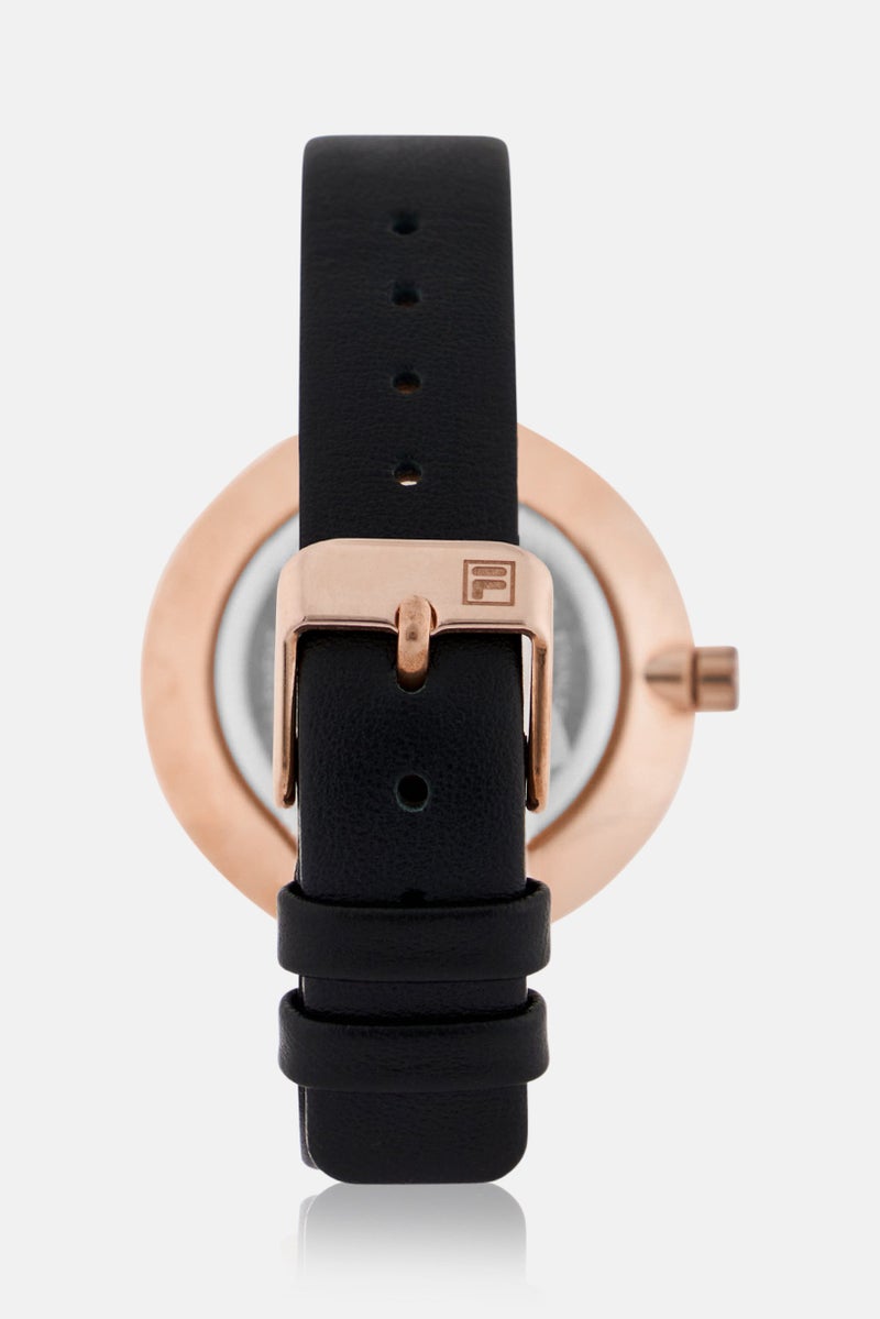 FILA Women 38-195-001 Leather Analog Watch 37 mm, Black - Image 5