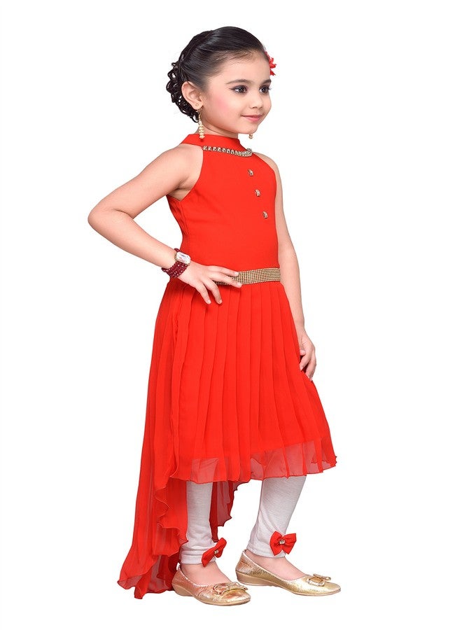 Adiva Girls' Knee Length Dress (G-1121-Red-22_Red_4-5 Years) - Image 4