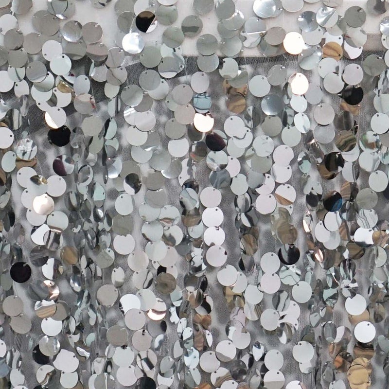 BalsaCircle 72Inch Silver Square Big Payette Sequin Table Overlay Linens for Wedding Party Kitchen Dining Events - Image 2