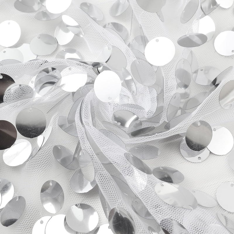BalsaCircle 72Inch Silver Square Big Payette Sequin Table Overlay Linens for Wedding Party Kitchen Dining Events - Image 5
