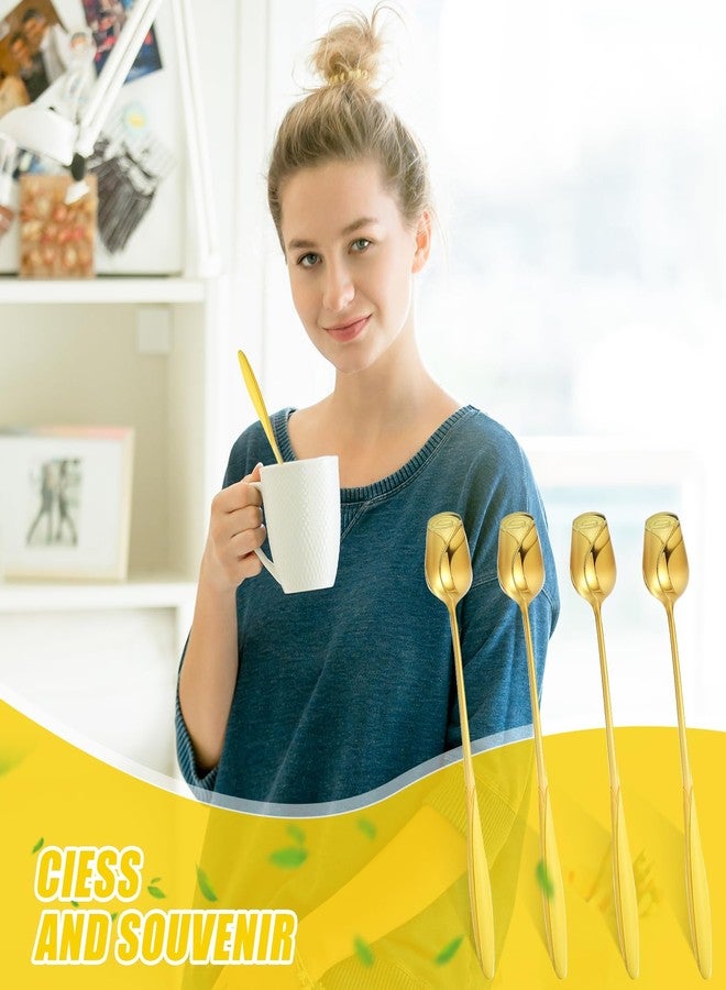 mekueeex 50 Pcs Rose Flower Shaped Tea Spoons Wedding Favor for Guests 5.2" Gold Flower Dessert Mini Teaspoon for Tea Party Bridal Shower Guest Souvenir - Image 5