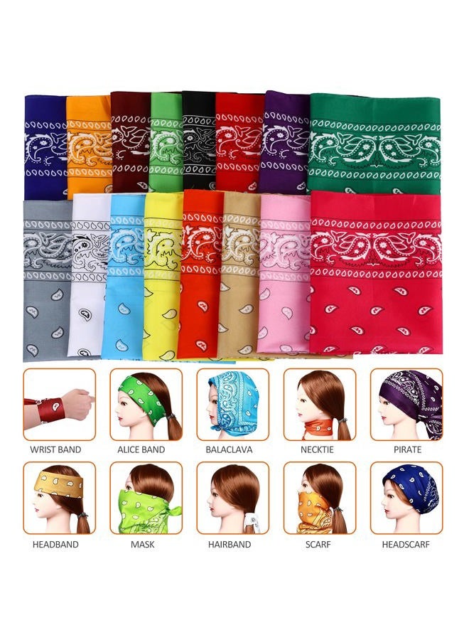 E-accexpert 16pcs Bandanas Multi-Purpose Party Outdoor Favor Scarf Headband Handkerchiefs for Unisex Women Men Boy Girls, Color1 - Image 4