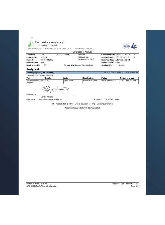 ProHealth TMG Pro 1000mg 120tabs - Image 2