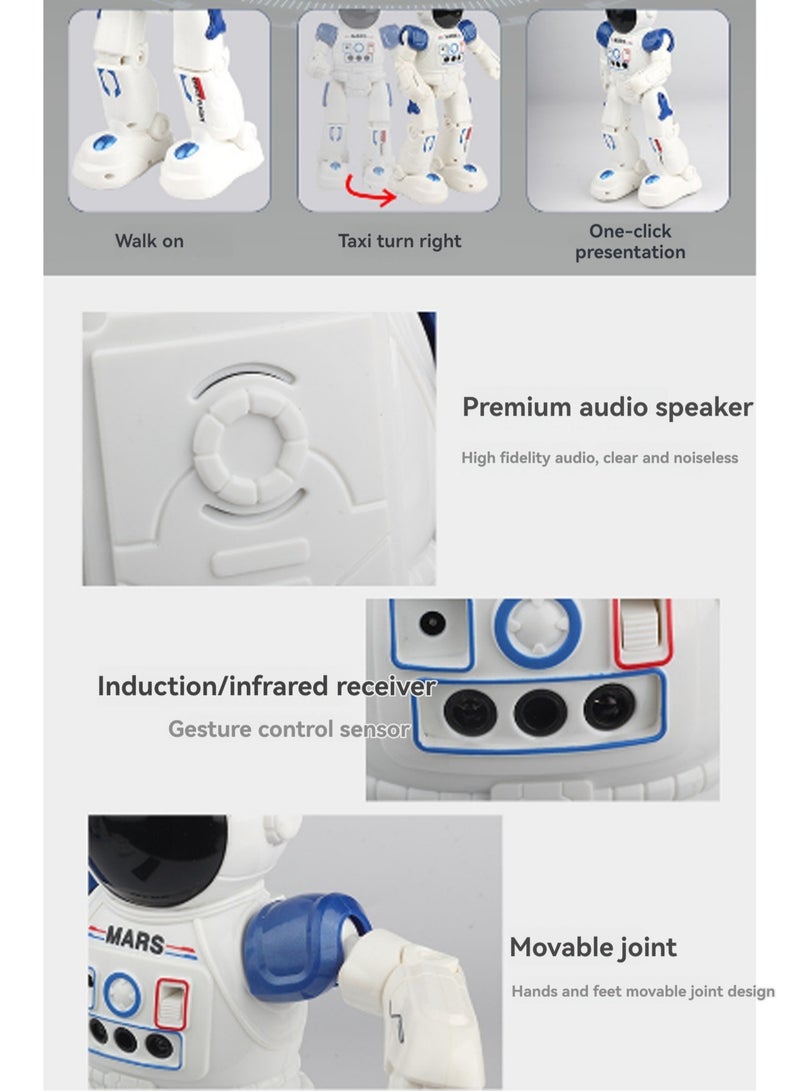 Blue Spaceman Kids Robot, Smart Gesture Sensor And Rechargeable Robot Toy For Kids, Can Walk, Slide, Turn, Sing, Dance, Talk And Teach Science  - Image 3