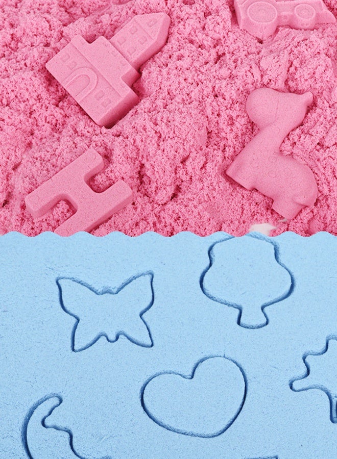 لكارموم 190 قطعة طقم فن الرمل السحري للأطفال، طقم فن الرمل للأطفال، أدوات فن الرمل، أدوات القوالب، صينية قابلة للنفخ، صندوق تخزين مع أدوات مجرفة اللعب، صندوق تخزين محمول، طقم رمل صندوق الرمل ألعاب الشاطئ للبنات والأولاد (أزرق) - Image 5