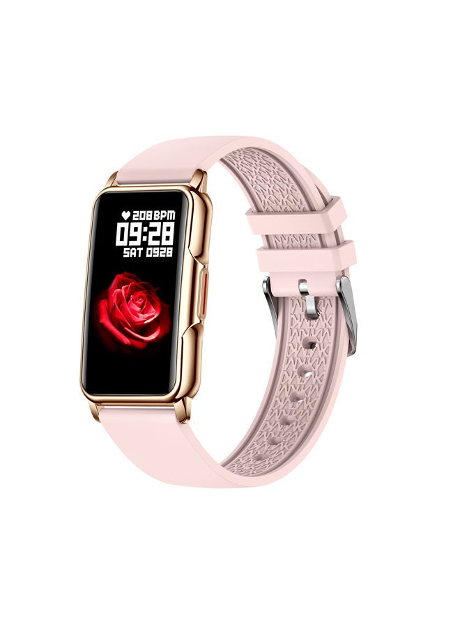 AROAQ H80 1.47 inch Golden Smart Watch Multi Sport Mode Fitness Bracelet IP67 Waterproof Health Watch Sleep Monitoring With Pink Gold Silicone Strap - Image 1
