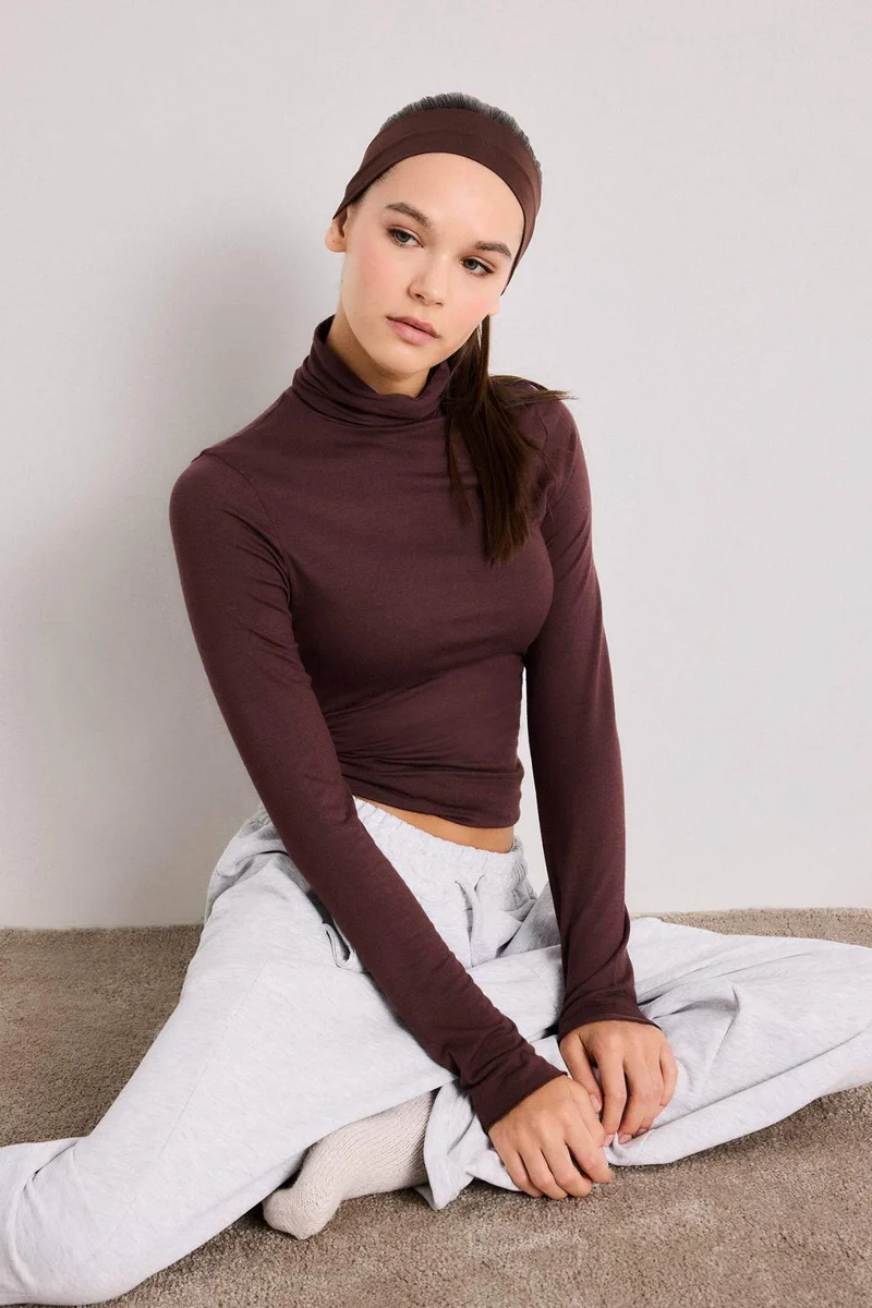 DeFacto Fall in Love Modal Cashmere Soft Textured Turtleneck Top