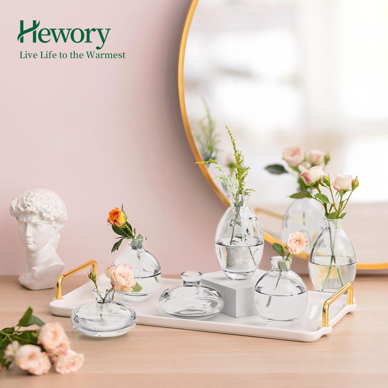 Hewory Glass Bud Vases Set of 3, Hewory Cute Clear Small Vases Handmade, Mini Glass Flower Vase for Floral Arrangement, Tiny Centerpiece for Wedding Party Events Home Office Table Decor (Not Include Flower) - Image 4