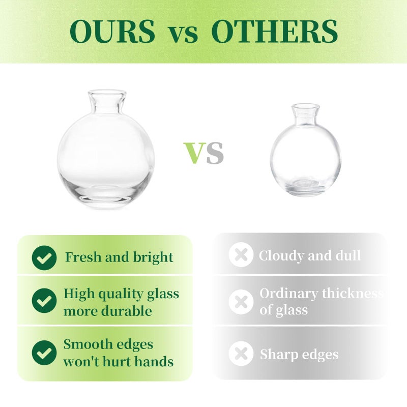 Hewory Glass Bud Vases Set of 3, Hewory Cute Clear Small Vases Handmade, Mini Glass Flower Vase for Floral Arrangement, Tiny Centerpiece for Wedding Party Events Home Office Table Decor (Not Include Flower) - Image 2