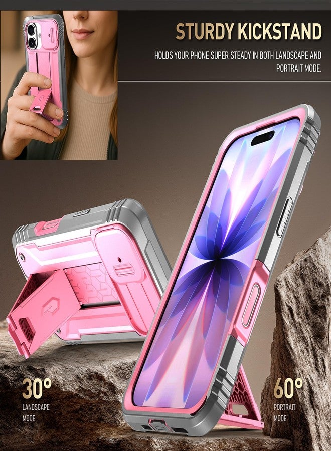 Poetic for iPhone 17 Case with Camera Control Capture Button, [Slide Camera Cover] [Built-in Stand] [Built-in Screen Protector] Full-Body Military Grade Rugged Phone Case for iPhone 17, Pink - Image 4