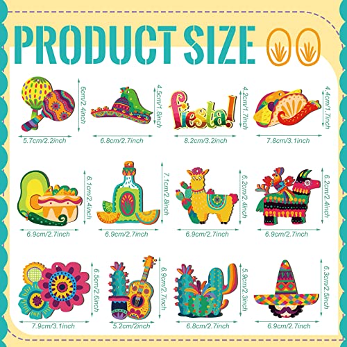 Purpeak 36 Pcs Cinco De Mayo Decorations Mexican Fiesta Ornaments Wooden Tree Ornaments Mexican Fiesta Hanging Decoration Piñata Sign for Cinco De Mayo Party Favors Holiday Supplies Tree Outdoor Decor - Image 2