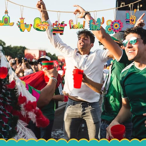 Purpeak 36 Pcs Cinco De Mayo Decorations Mexican Fiesta Ornaments Wooden Tree Ornaments Mexican Fiesta Hanging Decoration Piñata Sign for Cinco De Mayo Party Favors Holiday Supplies Tree Outdoor Decor - Image 4