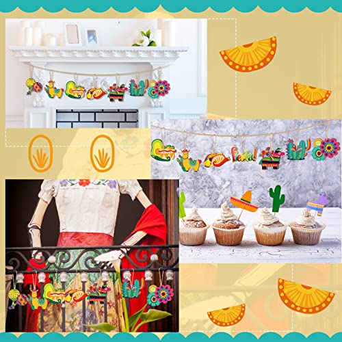 Purpeak 36 Pcs Cinco De Mayo Decorations Mexican Fiesta Ornaments Wooden Tree Ornaments Mexican Fiesta Hanging Decoration Piñata Sign for Cinco De Mayo Party Favors Holiday Supplies Tree Outdoor Decor - Image 5