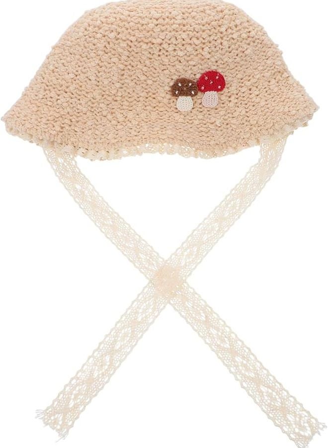 Soft Knitted Baby Bucket Hat Adorable Cartoon Style Beige For Newborn Girls And Boys - Image 1