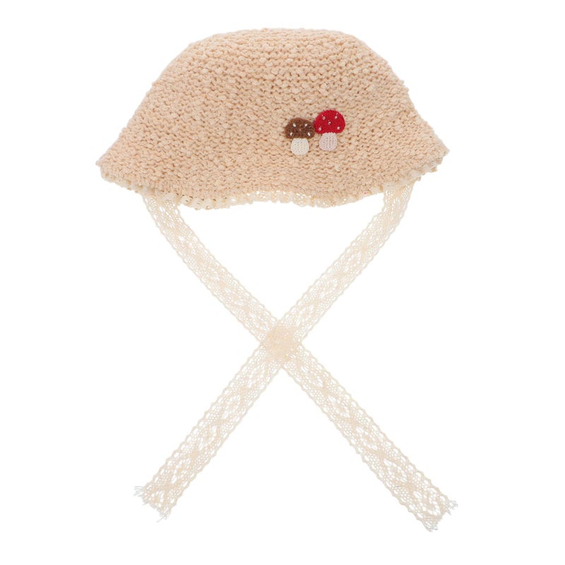 Soft Knitted Baby Bucket Hat Adorable Cartoon Style Beige For Newborn Girls And Boys - Image 2