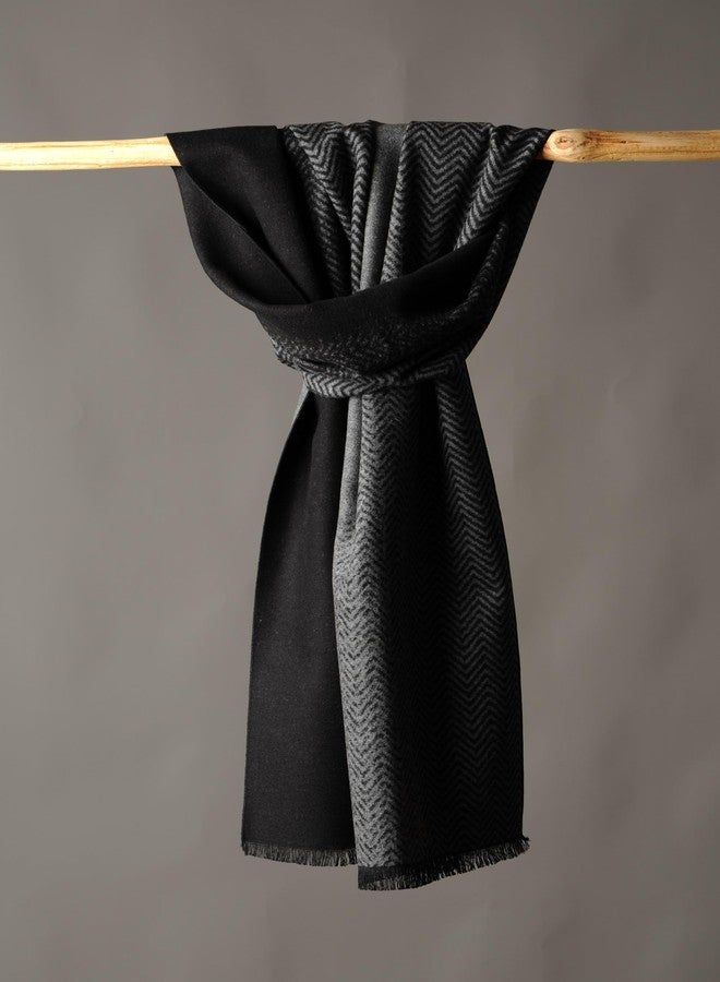 CUDDLE DREAMS Men's Silk Scarves, 100% Mulberry Silk Brushed, Luxuriously Soft (Black Gray Herringbone) - Image 4