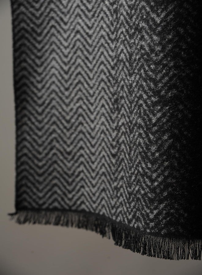 CUDDLE DREAMS Men's Silk Scarves, 100% Mulberry Silk Brushed, Luxuriously Soft (Black Gray Herringbone) - Image 5