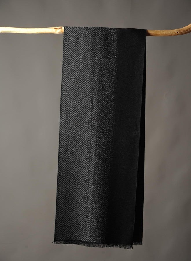 CUDDLE DREAMS Men's Silk Scarves, 100% Mulberry Silk Brushed, Luxuriously Soft (Black Gray Herringbone) - Image 3