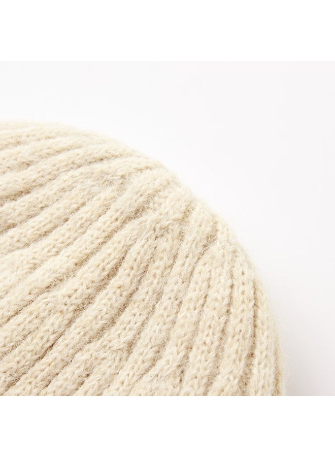 Mqd Boys' Winter Warm Ribbed Knit Hat With Cuffed Edge, Girls' Hat, Off-white, One Size - Image 4