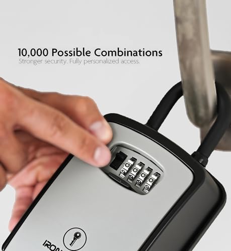 Iron Lock Key Lock Box Portable with UShackle XXL Waterproof HeavyDuty Metal Safe with 4Digit Combination for Spare Keys Outside on Door Knob Fence or Gate Extra Large Grey XXL - Image 3