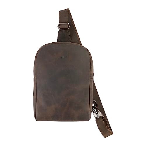 Hide & Drink, Rounded Crossbody Bag with Adjustable Strap, Messenger Bag, Travel Accessory, Full Grain Leather, Handmade, Bourbon Brown - Image 1