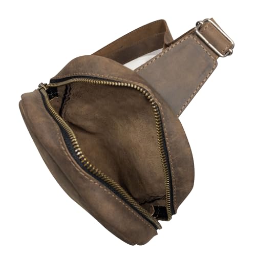 Hide & Drink, Rounded Crossbody Bag with Adjustable Strap, Messenger Bag, Travel Accessory, Full Grain Leather, Handmade, Bourbon Brown - Image 3