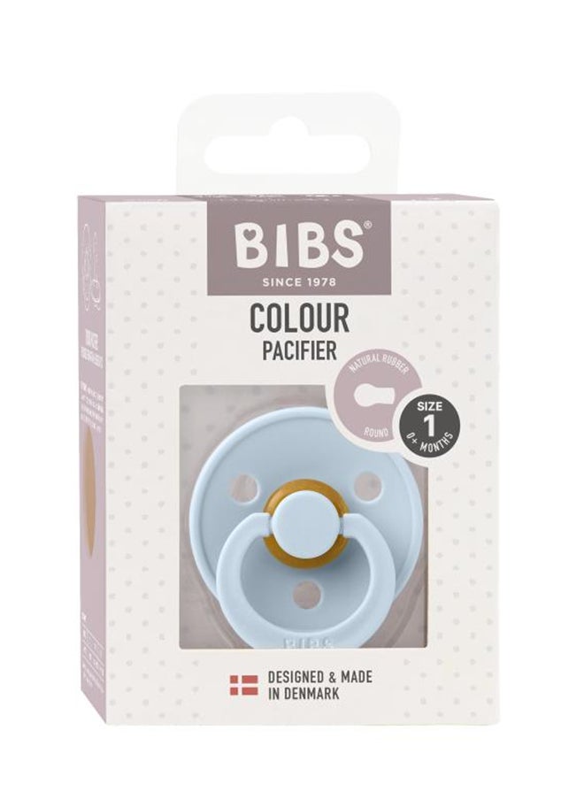 BIBS Colour Latex Pacifier, Size 1, Round Nipple, Baby Blue, 1 Pack  - Image 2
