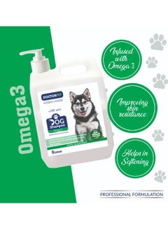 DOCTERPET Doctor Pet Dog Shampoo Omega-3 5 Liters – Moisturizing, Hypo-Allerginic, Gentle Formula for Soft, Healthy Coat & Skin  - Image 2