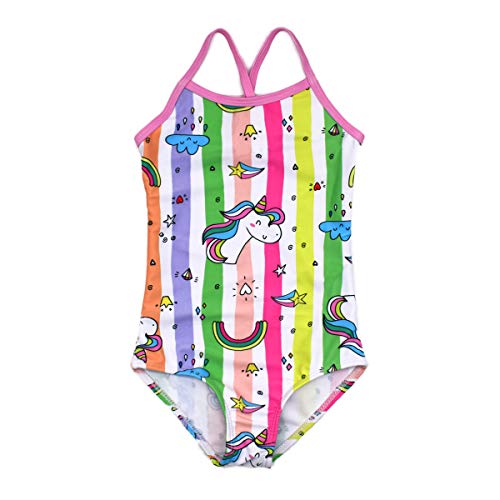 HONISEN Big Girls One Pieces Swimsuit Cute Swimwear Bathing Suits Unicorn 7T - Image 1