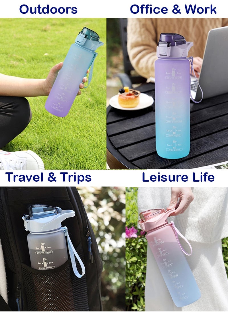 QUTOOB Water Bottle With Motivational Time Marker and Measuring Scale, 1000ml Sports Water Bottle for School, Office, Home, Gym - Safe For Health, BPA Free, Water Bottle With Straw, Lid Lock, Strap, Handle  - Image 5