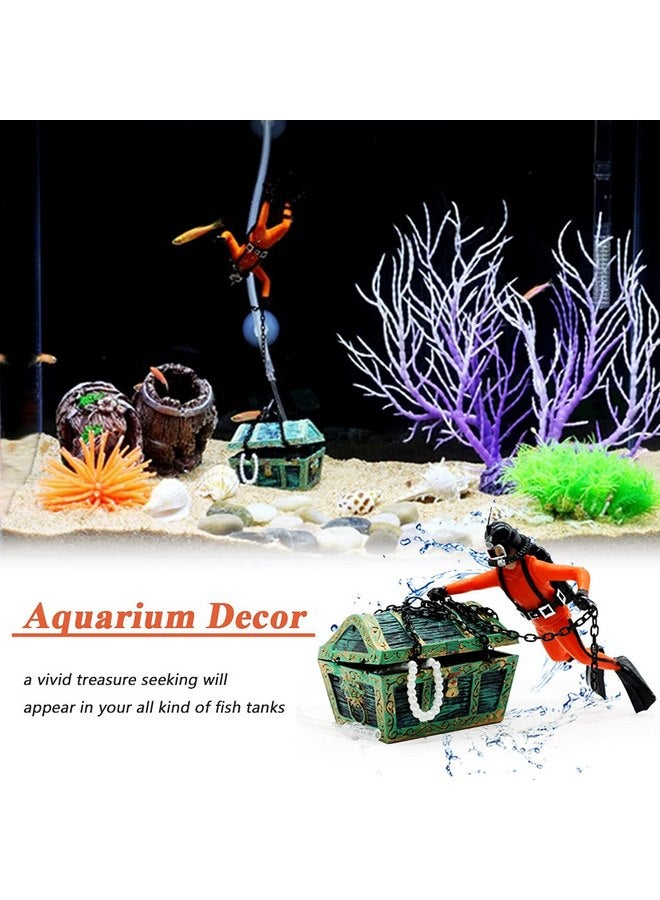 Mesee Aquarium Floating Diver Ornament, Micro Landscape Decor Undersea Treasure Chest Diver Aquarium Decoration for Home Fish Tank Arts Crafts Decorating - Image 5