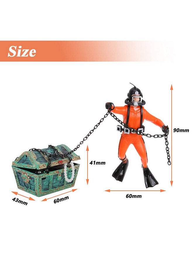 Mesee Aquarium Floating Diver Ornament, Micro Landscape Decor Undersea Treasure Chest Diver Aquarium Decoration for Home Fish Tank Arts Crafts Decorating - Image 3