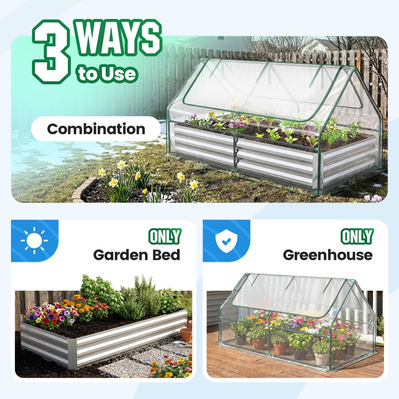 Quictent Raised Garden Bed with Cover Outdoor Galvanized Metal Planter Box Kit, w/ 2 Large Screen Windows Mini Greenhouse 20pcs T Tags 1 Pair of Gloves Included for Growing Vegetables 6x3x1ft (Clear) - Image 3